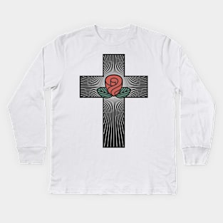 Rose on the cross Kids Long Sleeve T-Shirt